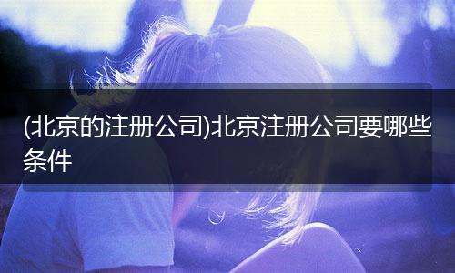 (北京的注册公司)北京注册公司要哪些条件