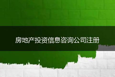 房地产投资信息咨询公司注册