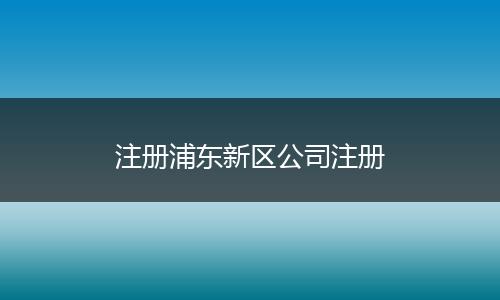 注册浦东新区公司注册