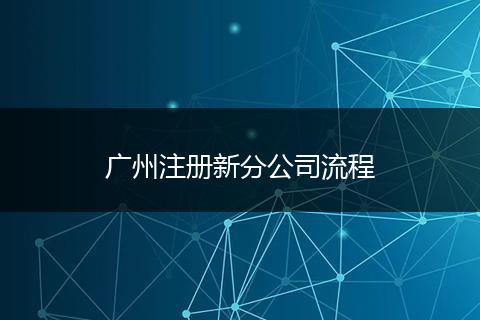 广州注册新分公司流程