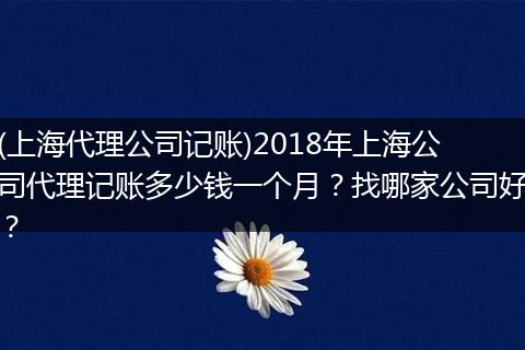 (上海代理公司记账)2018年上海公司代理记账多少钱一个月？找哪家公司好？