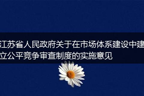 江苏省人民政府关于在市场体系建设中建立公平竞争审查制度的实施意见