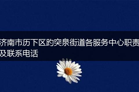 济南市历下区趵突泉街道各服务中心职责及联系电话