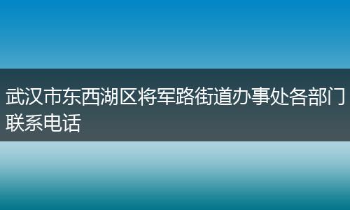 武汉市东西湖区将军路街道办事处各部门联系电话