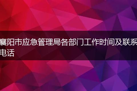 襄阳市应急管理局各部门工作时间及联系电话