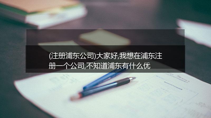 (注册浦东公司)大家好,我想在浦东注册一个公司,不知道浦东有什么优