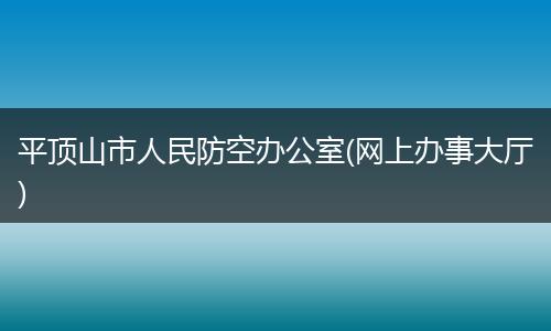 平顶山市人民防空办公室(网上办事大厅)