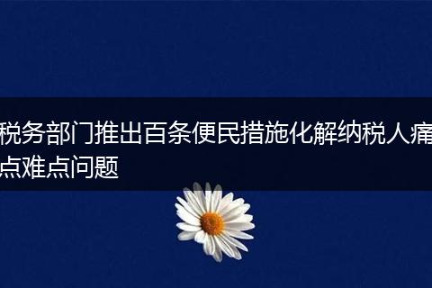 税务部门推出百条便民措施化解纳税人痛点难点问题