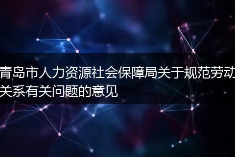青岛市人力资源社会保障局关于规范劳动关系有关问题的意见