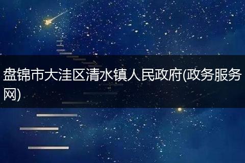盘锦市大洼区清水镇人民政府(政务服务网)