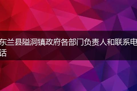 东兰县隘洞镇政府各部门负责人和联系电话