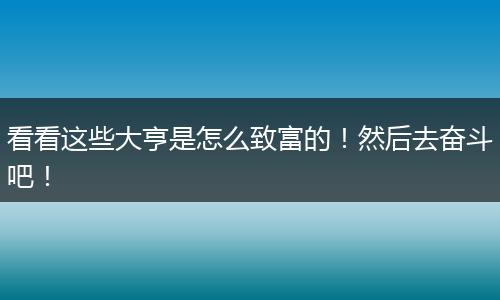 看看这些大亨是怎么致富的！然后去奋斗吧！