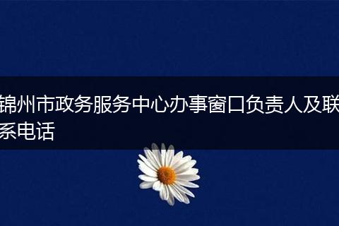 锦州市政务服务中心办事窗口负责人及联系电话
