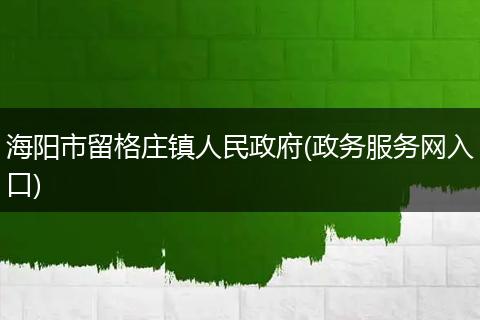 海阳市留格庄镇人民政府(政务服务网入口)