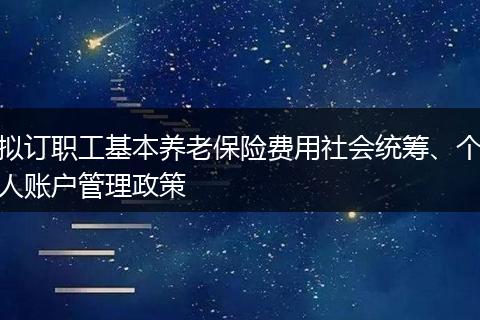 拟订职工基本养老保险费用社会统筹、个人账户管理政策