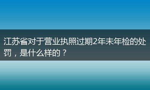 江苏省对于营业执照过期2年未年检的处罚,是什么样的?
