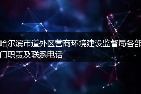 哈尔滨市道外区营商环境建设监督局各部门职责及联系电话