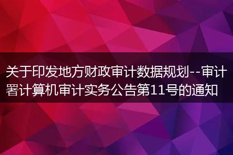 关于印发地方财政审计数据规划--审计署计算机审计实务公告第11号的通知