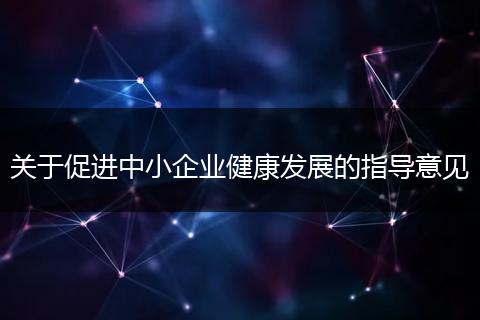 关于促进中小企业健康发展的指导意见