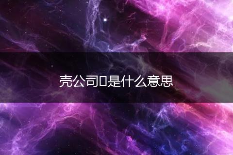壳公司是什么意思