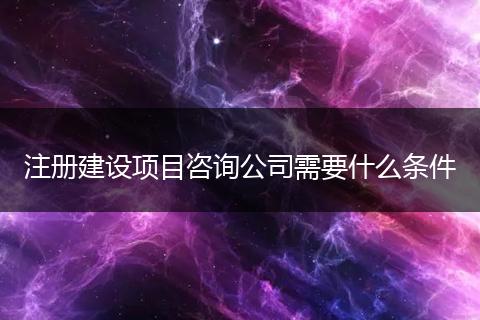 注册建设项目咨询公司需要什么条件