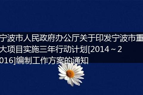 宁波市人民政府办公厅关于印发宁波市重大项目实施三年行动计划[2014～2016]编制工作方案的通知