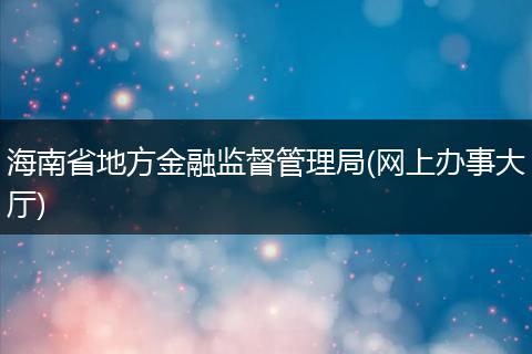 海南省地方金融监督管理局(网上办事大厅)