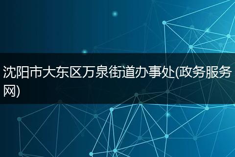 沈阳市大东区万泉街道办事处(政务服务网)