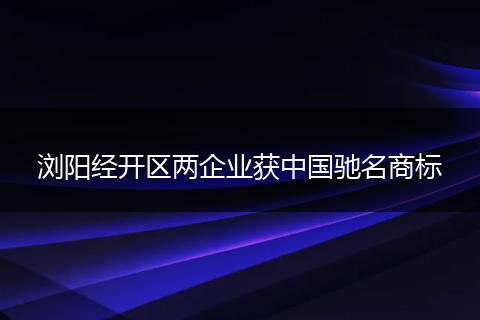 浏阳经开区两企业获中国驰名商标