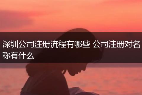 深圳公司注册流程有哪些 公司注册对名称有什么