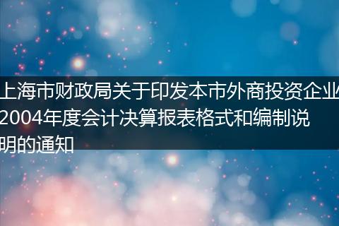上海市财政局关于印发本市外商投资企业2004年度会计决算报表格式和编制说明的通知