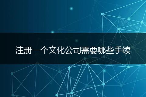 注册一个文化公司需要哪些手续