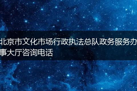 北京市文化市场行政执法总队政务服务办事大厅咨询电话