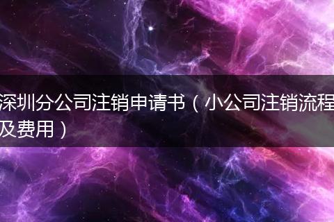 深圳分公司注销申请书（小公司注销流程及费用）
