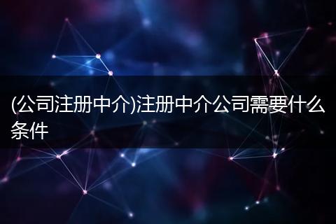 (公司注册中介)注册中介公司需要什么条件