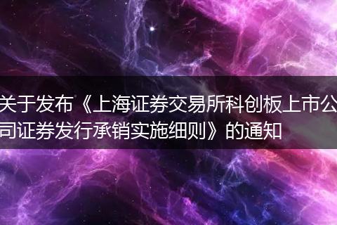 关于发布《上海证券交易所科创板上市公司证券发行承销实施细则》的通知