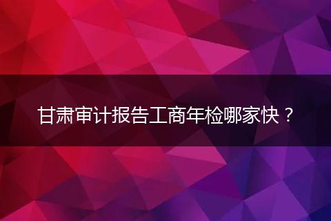 甘肃审计报告工商年检哪家快？