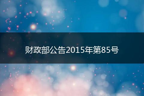 财政部公告2015年第85号
