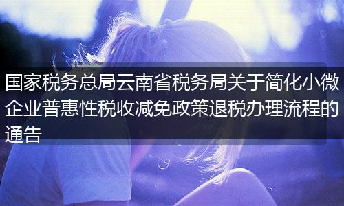 国家税务总局云南省税务局关于简化小微企业普惠性税收减免政策退税办理流程的通告