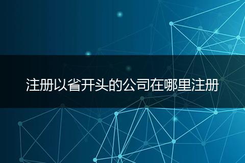 注册以省开头的公司在哪里注册