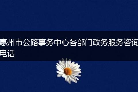 惠州市公路事务中心各部门政务服务咨询电话