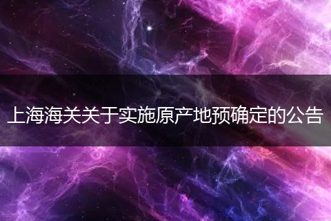 上海海关关于实施原产地预确定的公告