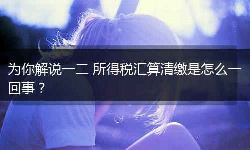 为你解说一二 所得税汇算清缴是怎么一回事？