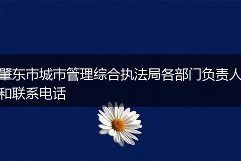 肇东市城市管理综合执法局各部门负责人和联系电话