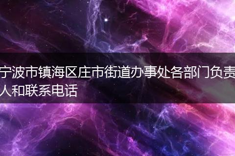 宁波市镇海区庄市街道办事处各部门负责人和联系电话