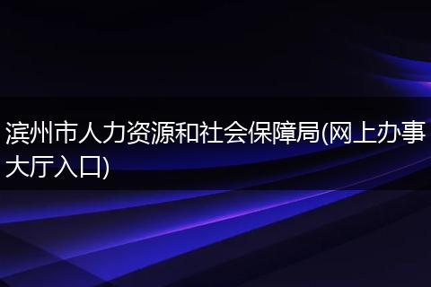 滨州市人力资源和社会保障局(网上办事大厅入口)