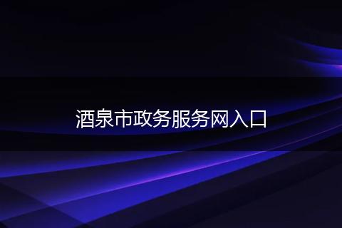 酒泉市政务服务网入口