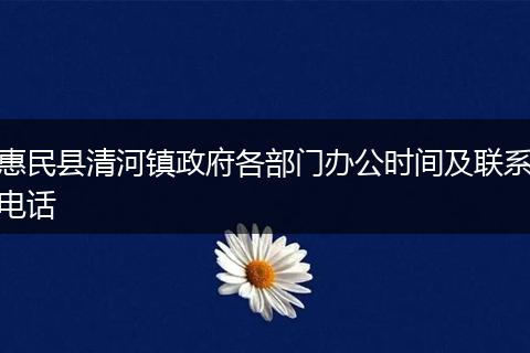 惠民县清河镇政府各部门办公时间及联系电话