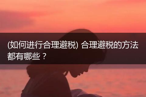 (如何进行合理避税) 合理避税的方法都有哪些?