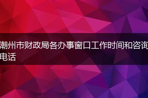 潮州市财政局各办事窗口工作时间和咨询电话